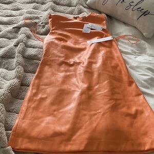 House of Harlow 1960 Orange Vegan Leather Maxi Dress